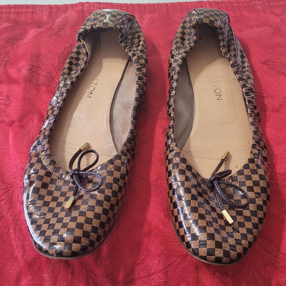 Louis Vuitton Ebene Damier Ballerina  Loafers/Flats Size 38 Fit like an 8 - Picture 1 of 11